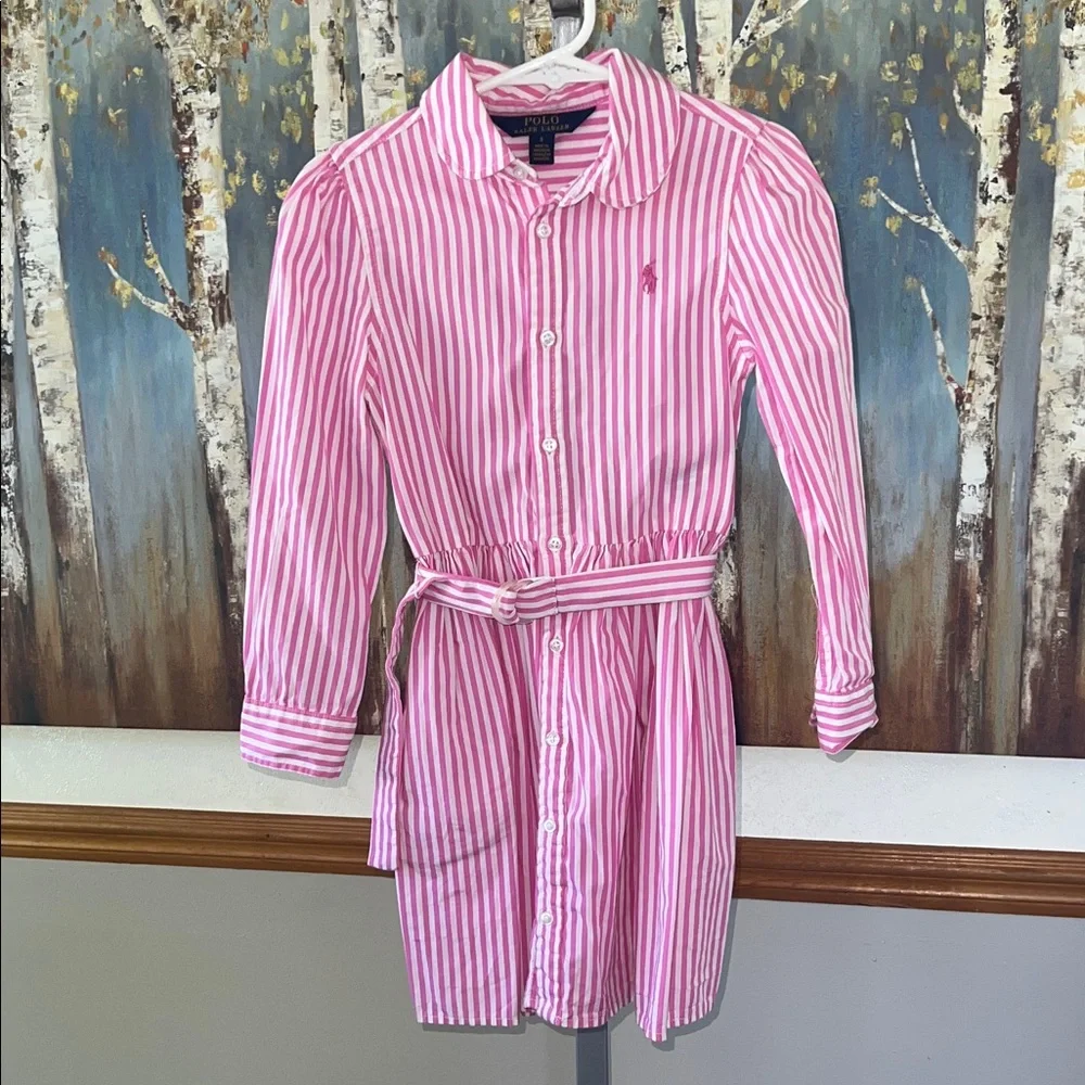 Polo Ralph Lauren Pink and White Striped Dress